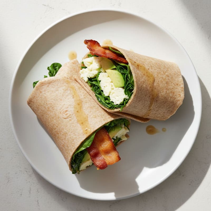 Crispy Turkey Bacon and Egg White Wrap with Spinach