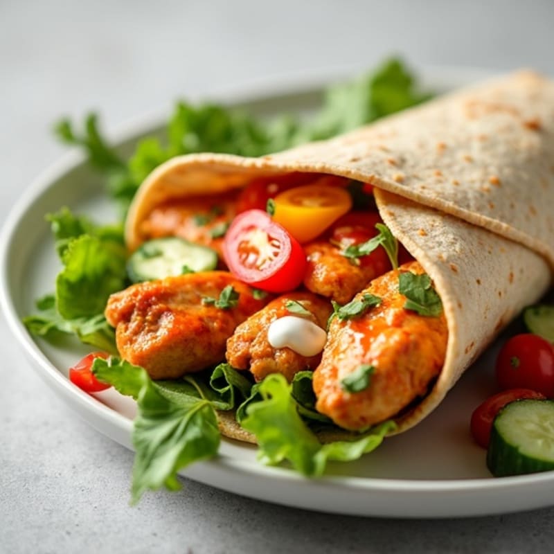 Healthy Buffalo Chicken Wrap with Fresh Veggies