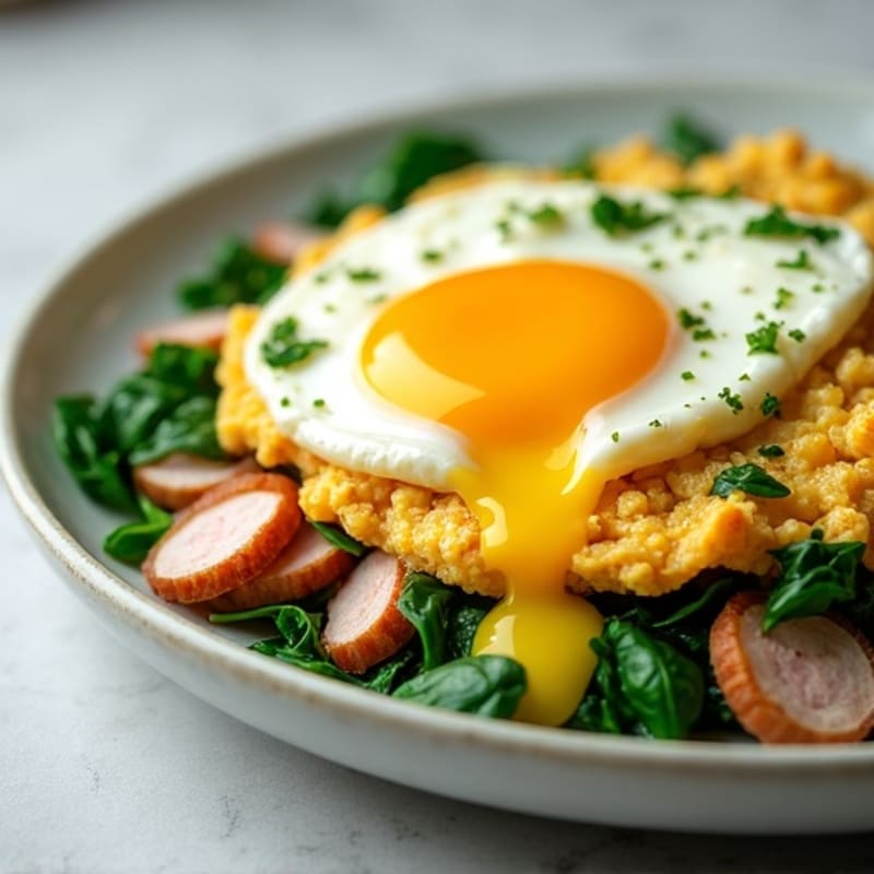 Cottage Cheese Egg Scramble with Spinach and Turkey