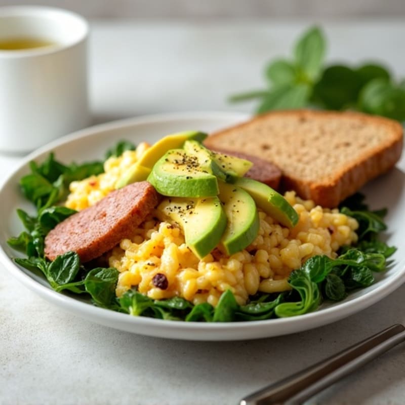 Egg White and Turkey Sausage Scramble with Spinach
