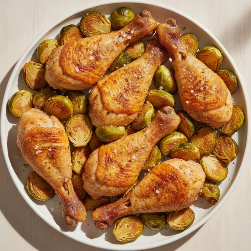 Roasted Chicken Legs with Brussels Sprouts