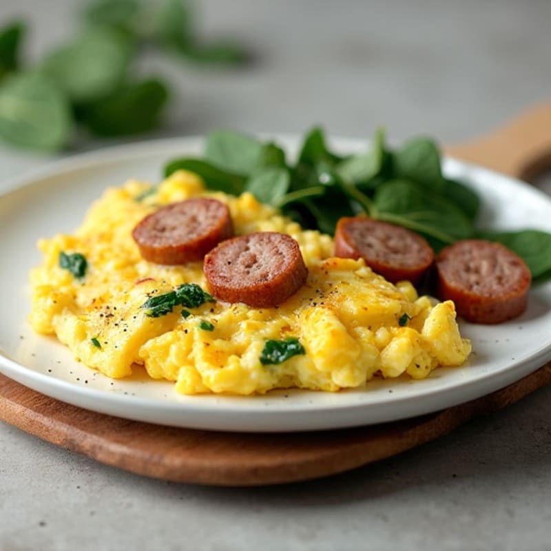 Egg White Scramble with Turkey Sausage and Spinach