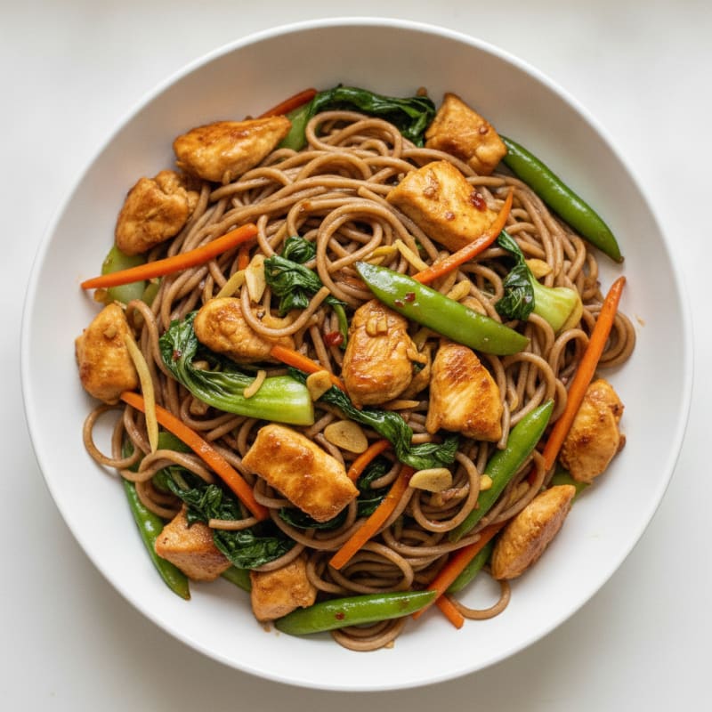 Savory Ginger-Garlic Chicken Lo Mein