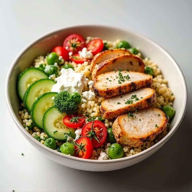 Greek-Style Protein Power Bowl with Lemon Herb Chicken