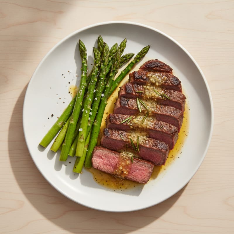 Garlic Herb Butter Steak with Asparagus