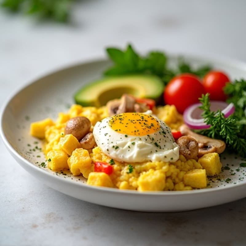 Egg White and Veggie Scramble with Cottage Cheese