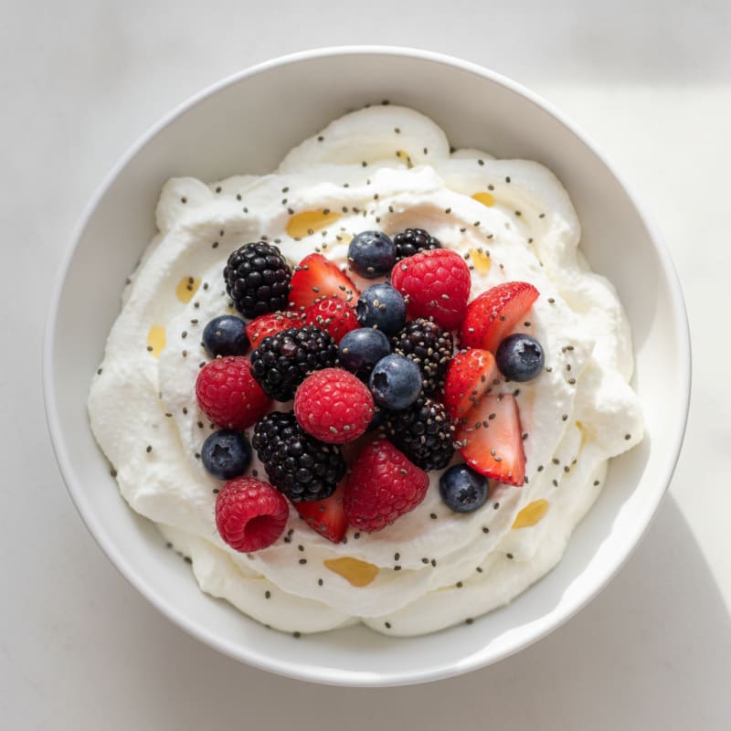 Silky Greek Yogurt Protein Mousse with Mixed Berries