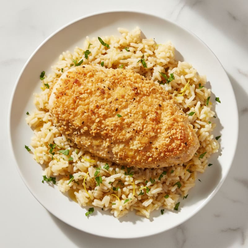 Parmesan-Crusted Chicken with Lemon Rice