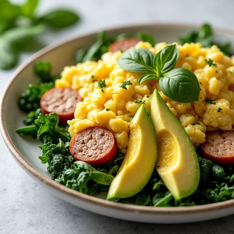 Egg White and Turkey Sausage Scramble with Spinach