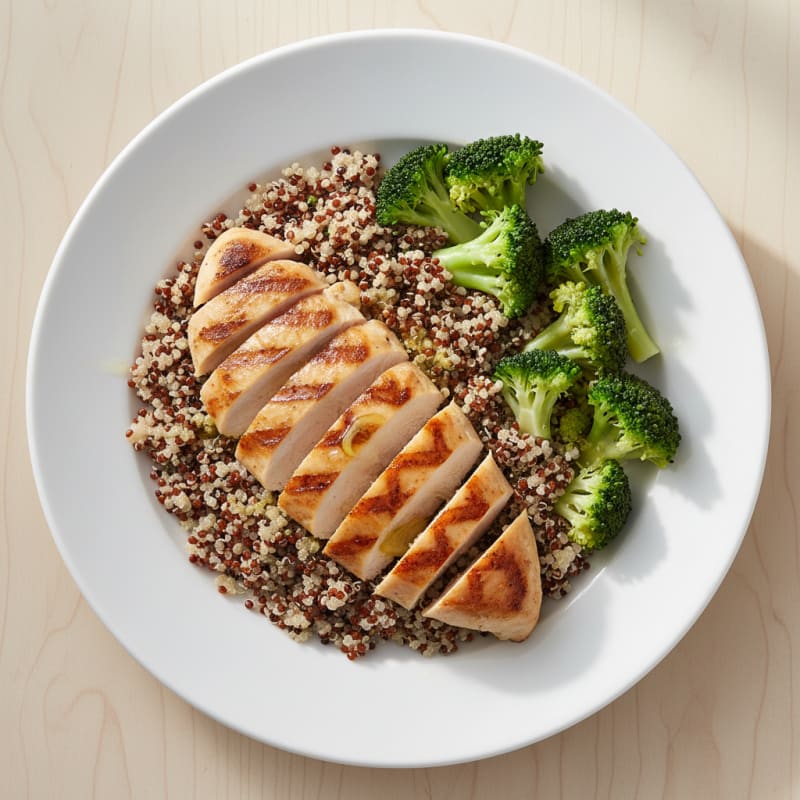 Grilled Chicken Breast with Quinoa and Steamed Broccoli
