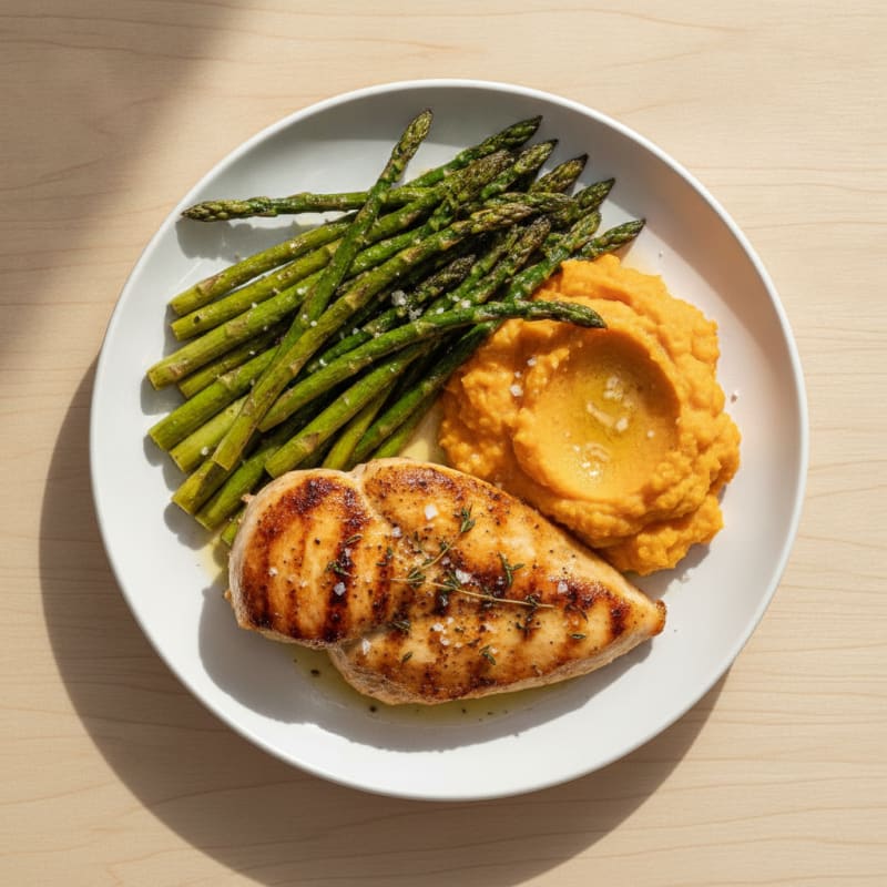 Pan-Seared Chicken with Roasted Asparagus