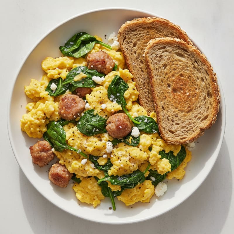 Hearty Scrambled Eggs with Spinach