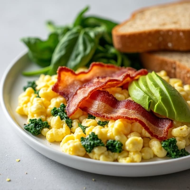 Egg White Scramble with Spinach and Turkey Bacon
