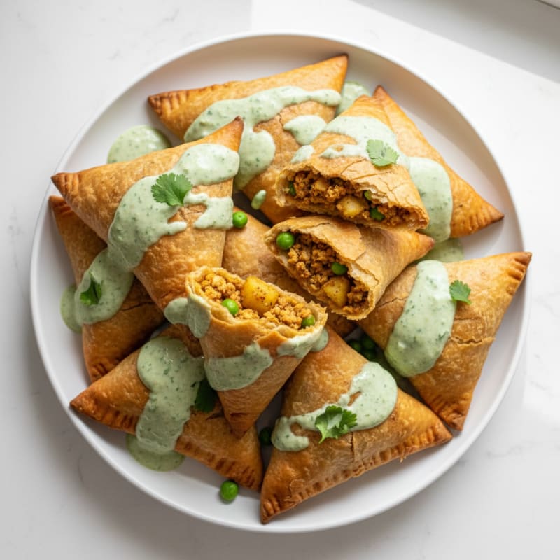 Crispy Spiced Potato Samosas with Zesty Chutney