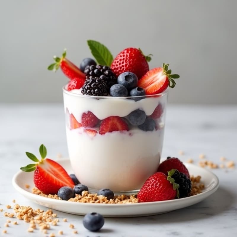 Greek Yogurt Protein Parfait with Berries and Almonds