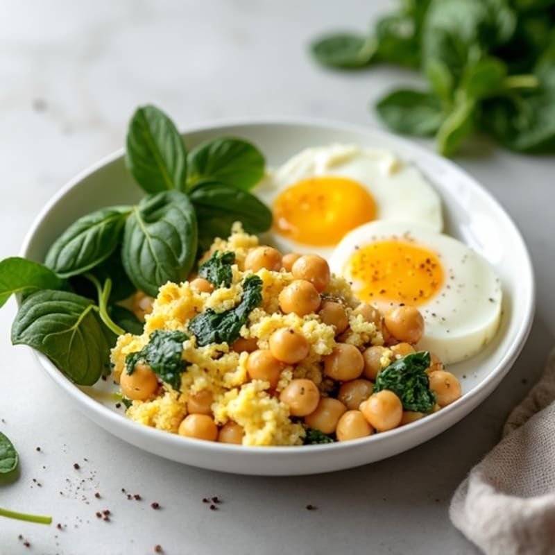 Cottage Cheese Scramble with Spinach and Chickpeas