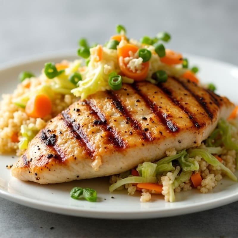 Grilled Chicken Breast with Crunchy Cabbage Slaw