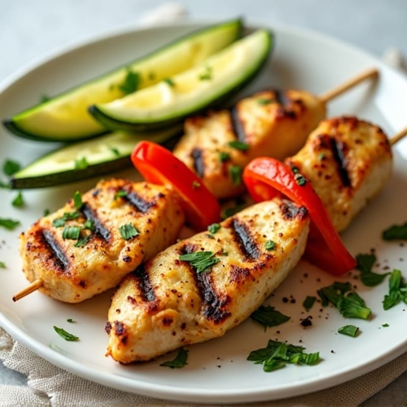 Lemon Herb Grilled Chicken Skewers with Zucchini and Bell Peppers