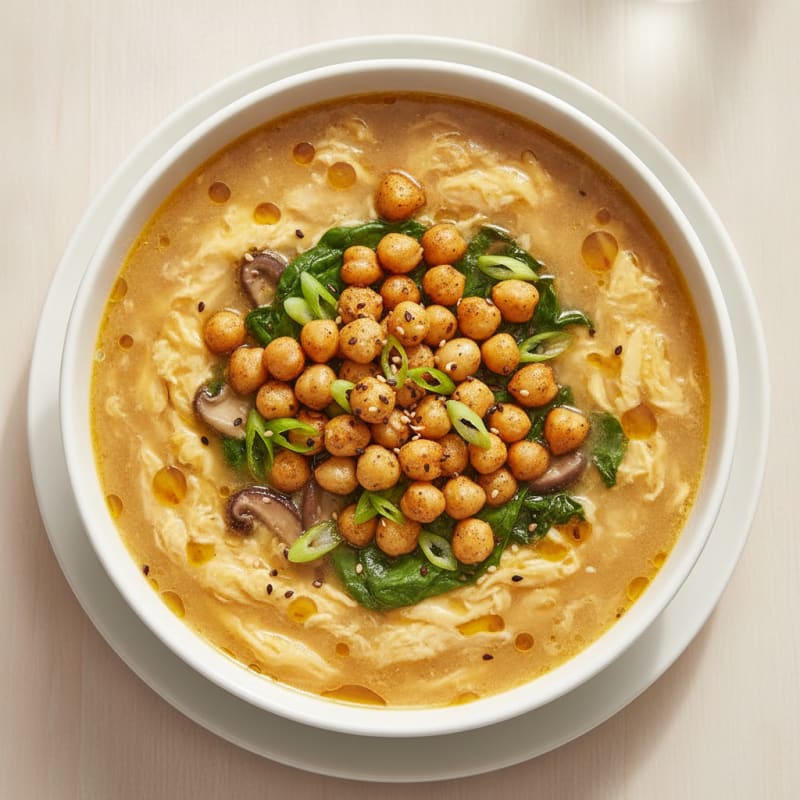 Savory Egg Drop Soup with Crunchy Topping