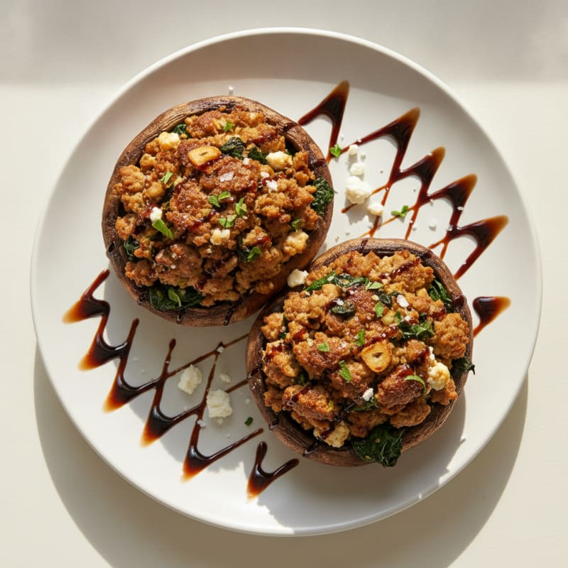 Herb-Stuffed Portobello Mushrooms with Balsamic Glaze