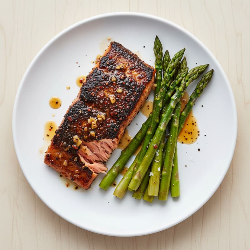 Honey-Cajun Blackened Salmon with Roasted Asparagus