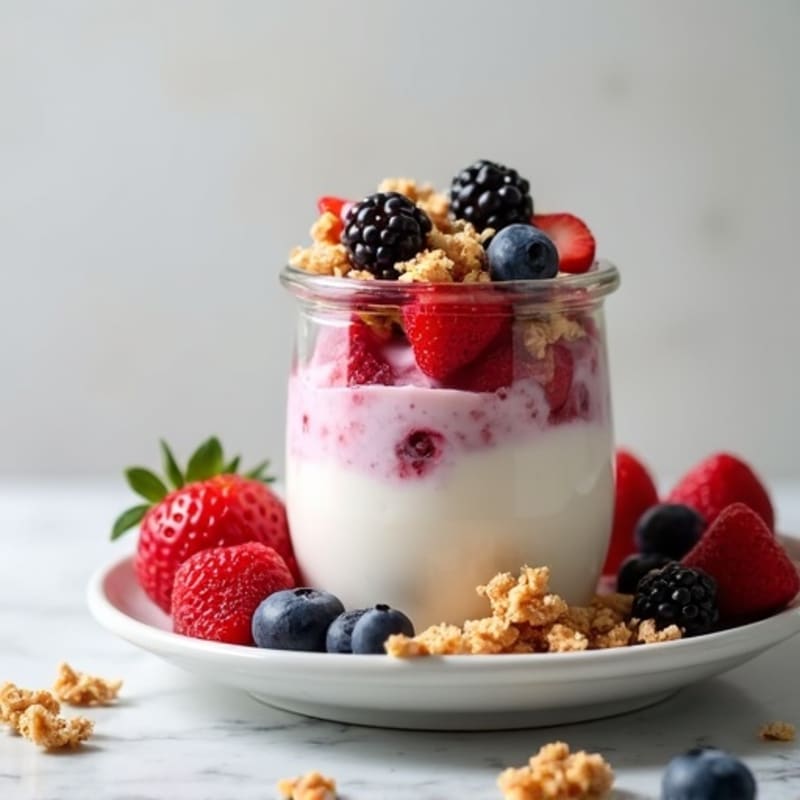 Greek Yogurt Protein Parfait with Mixed Berries