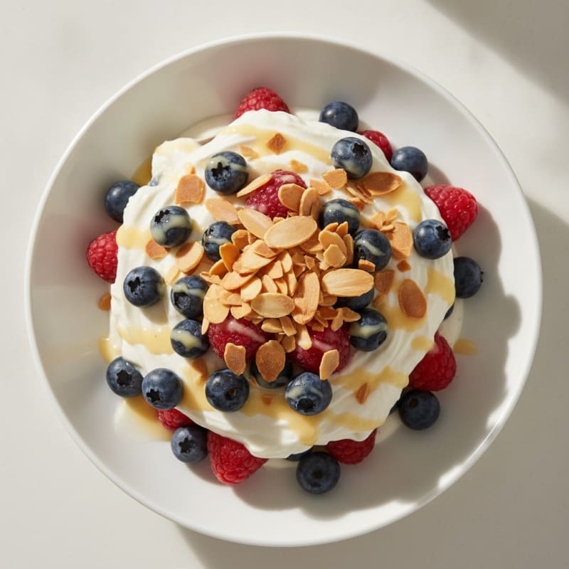 Greek Yogurt Protein Parfait with Berries and Almonds