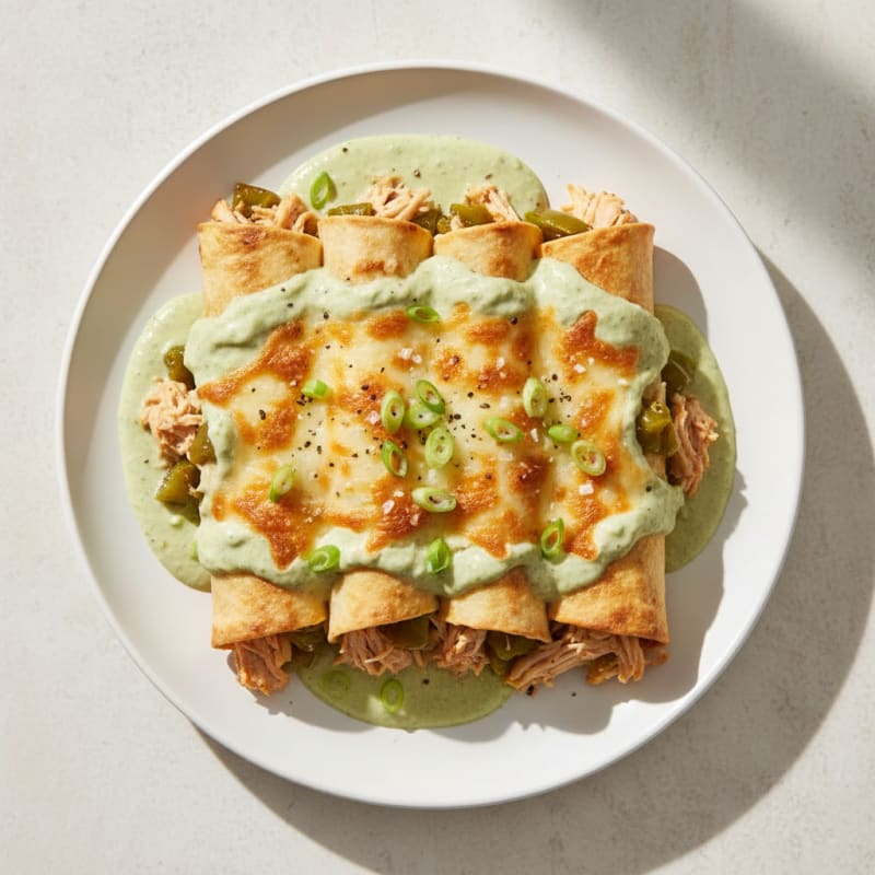 Creamy Chicken and Charred Poblano Enchiladas