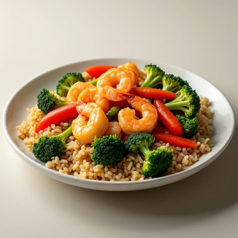 Garlic-Ginger Shrimp Stir-Fry with Brown Rice