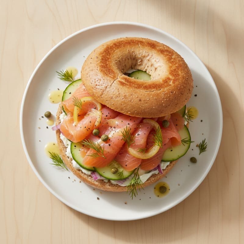Smoked Salmon Bagel Sandwich with Dill