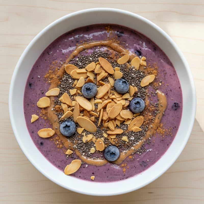 Blueberry Almond Protein Smoothie Bowl