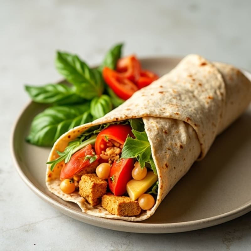 Hearty Fresh Veggie Hummus Wrap