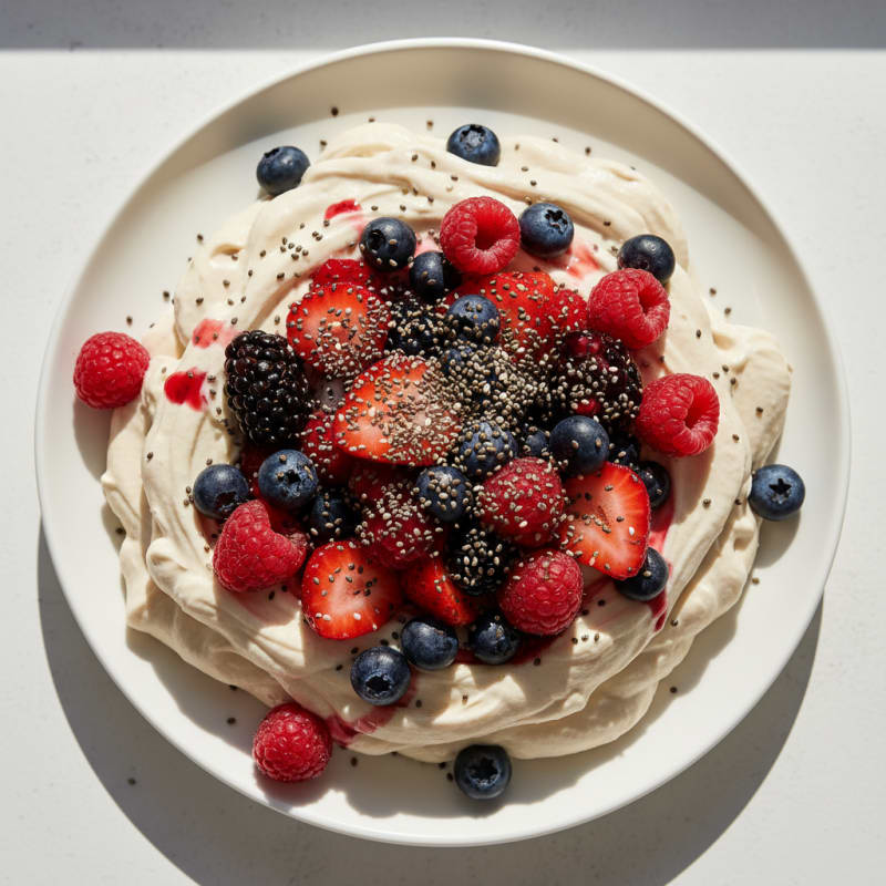 Greek Yogurt Protein Mousse with Mixed Berries
