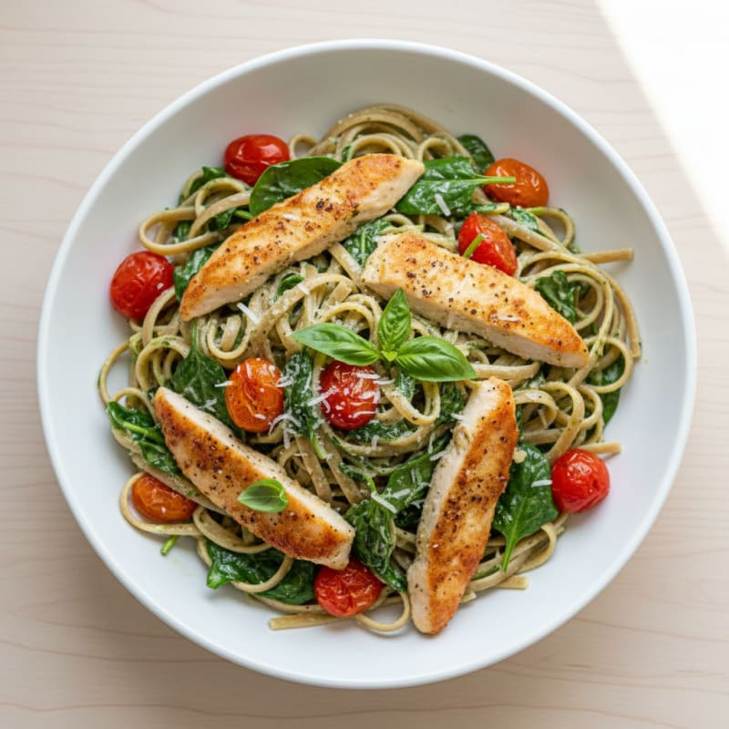 Creamy Pesto Chicken Linguine