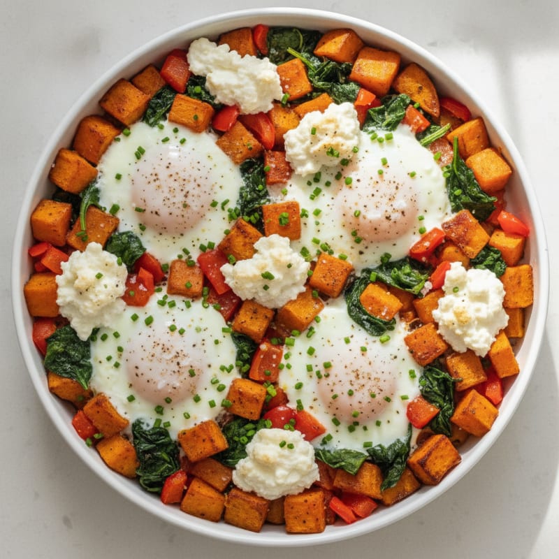Baked Eggs Sweet Potato Hash