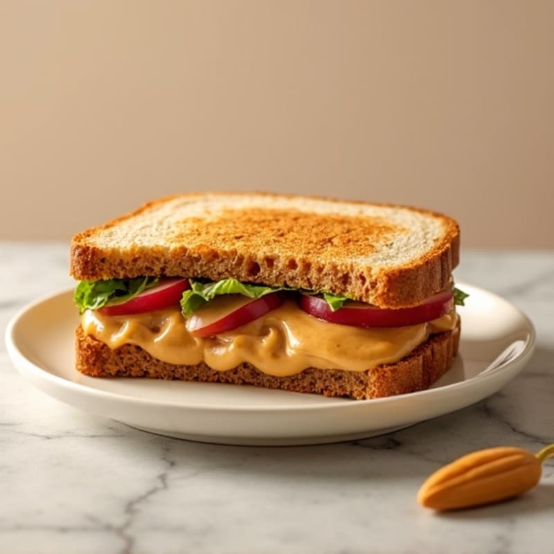Creamy Peanut Butter and Protein Fluff Whole Grain Sandwich