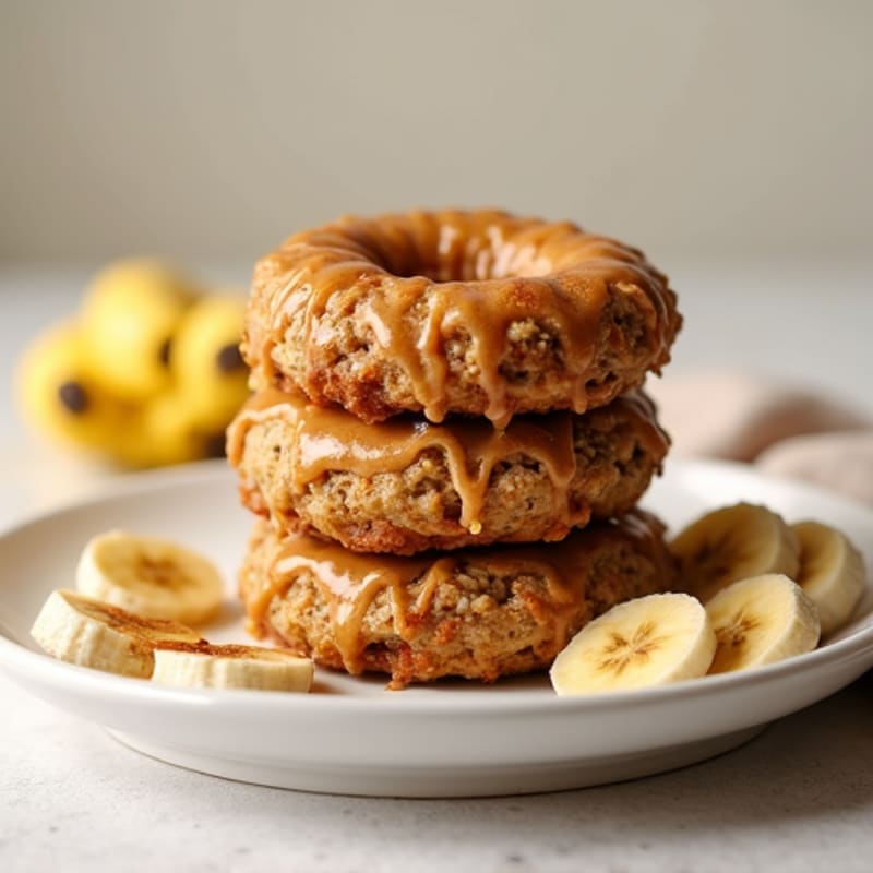 Baked Oat and Banana Rings with Maple Cinnamon Glaze