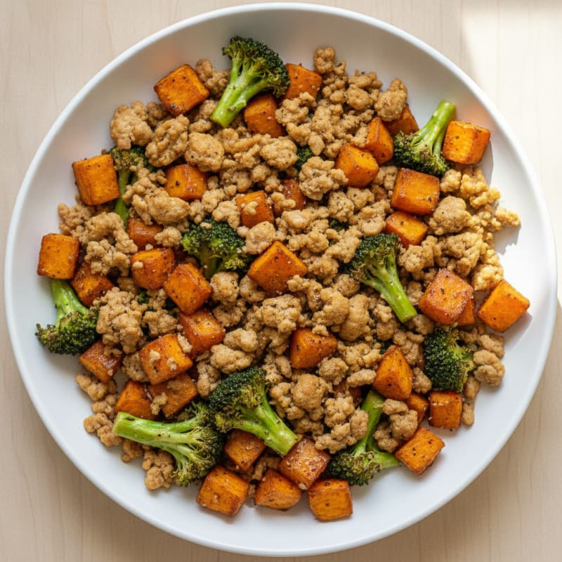 Ground Turkey and Roasted Sweet Potato Bowl