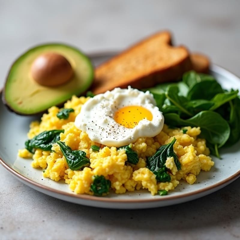 Egg White Scramble with Sautéed Spinach and Cottage Cheese
