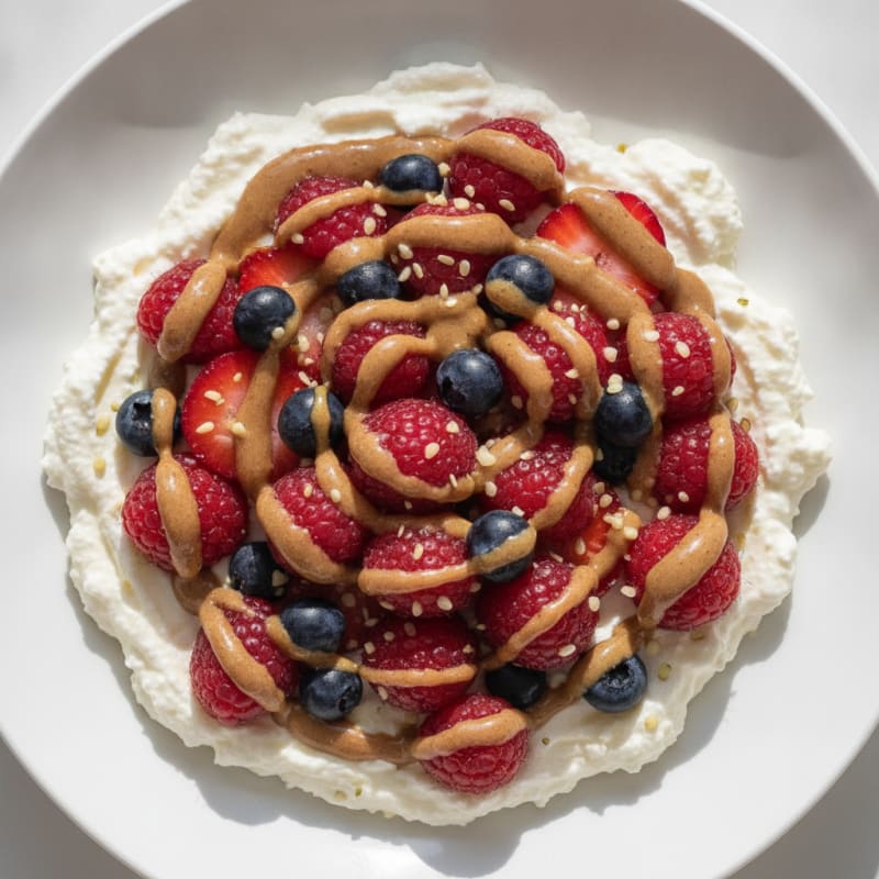 Creamy Cottage Cheese and Protein Powder Berry Bowl