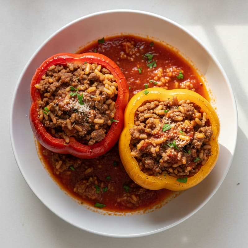 Beef and Rice Stuffed Bell Peppers
