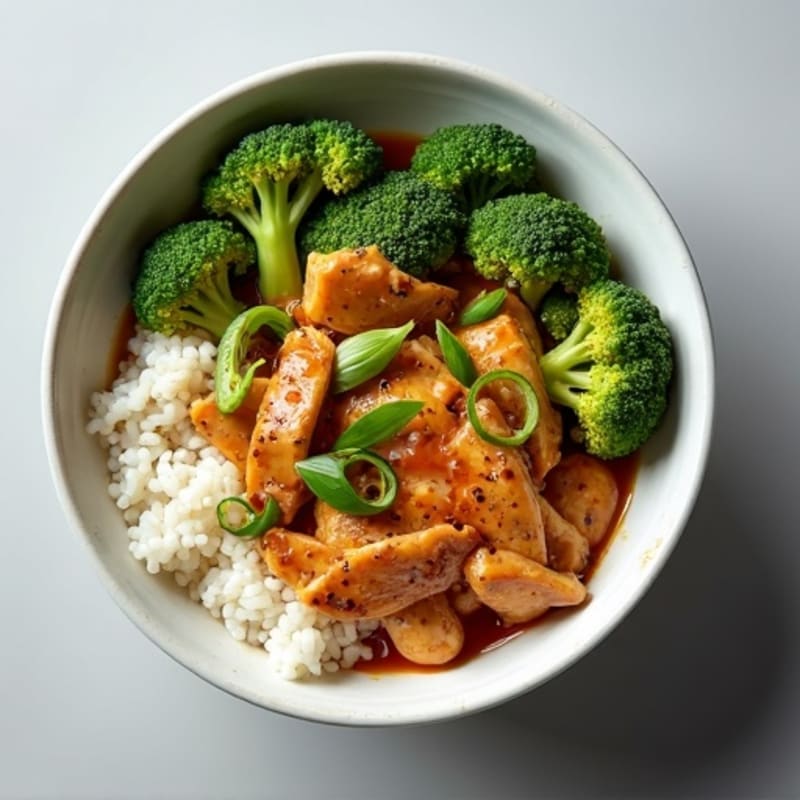 Sesame-Ginger Chicken Rice Bowl with Roasted Broccoli