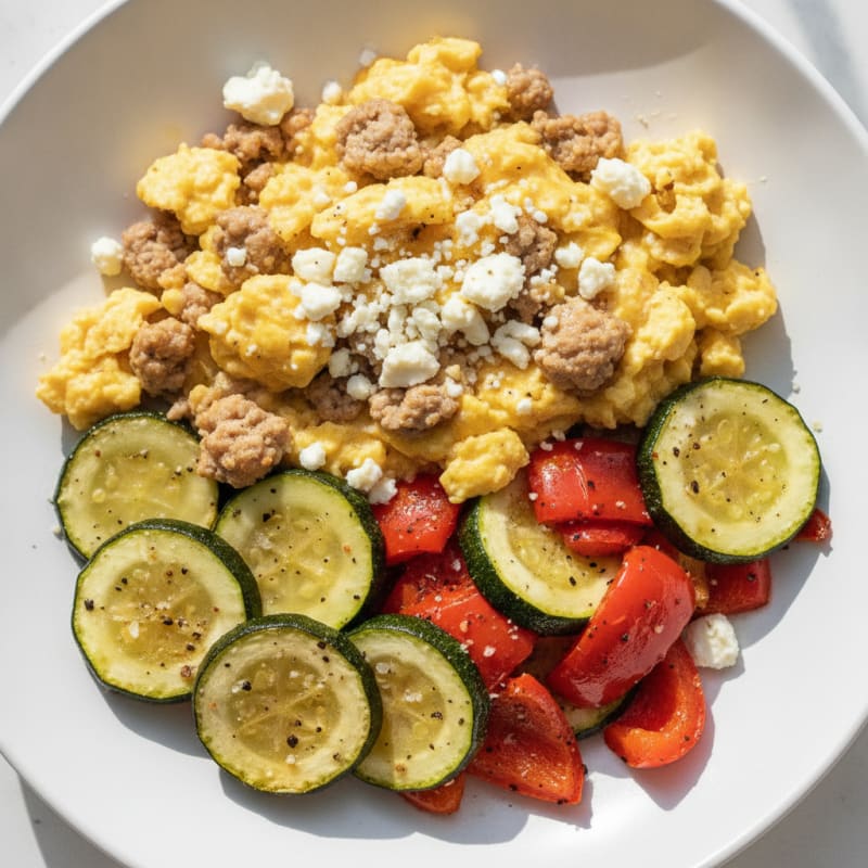 Hearty Scrambled Eggs with Roasted Vegetables