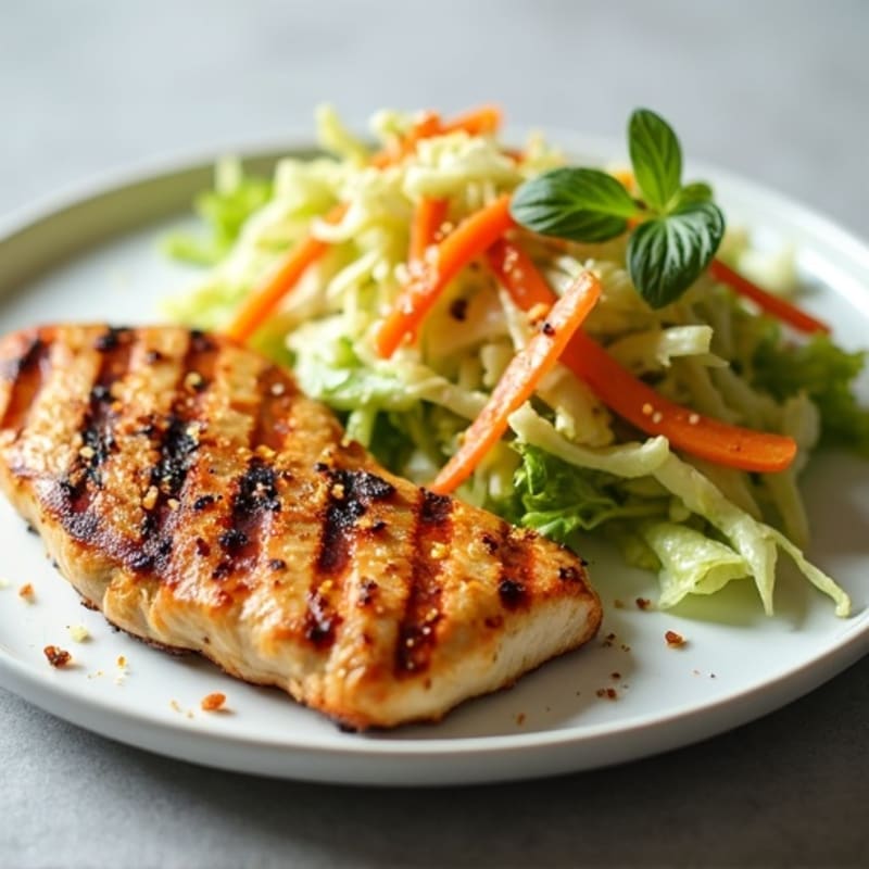 Grilled Chicken Breast with Crunchy Cabbage Slaw
