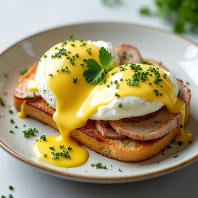 Lightened-Up Poached Eggs with Herb-Roasted Turkey and Yogurt Hollandaise
