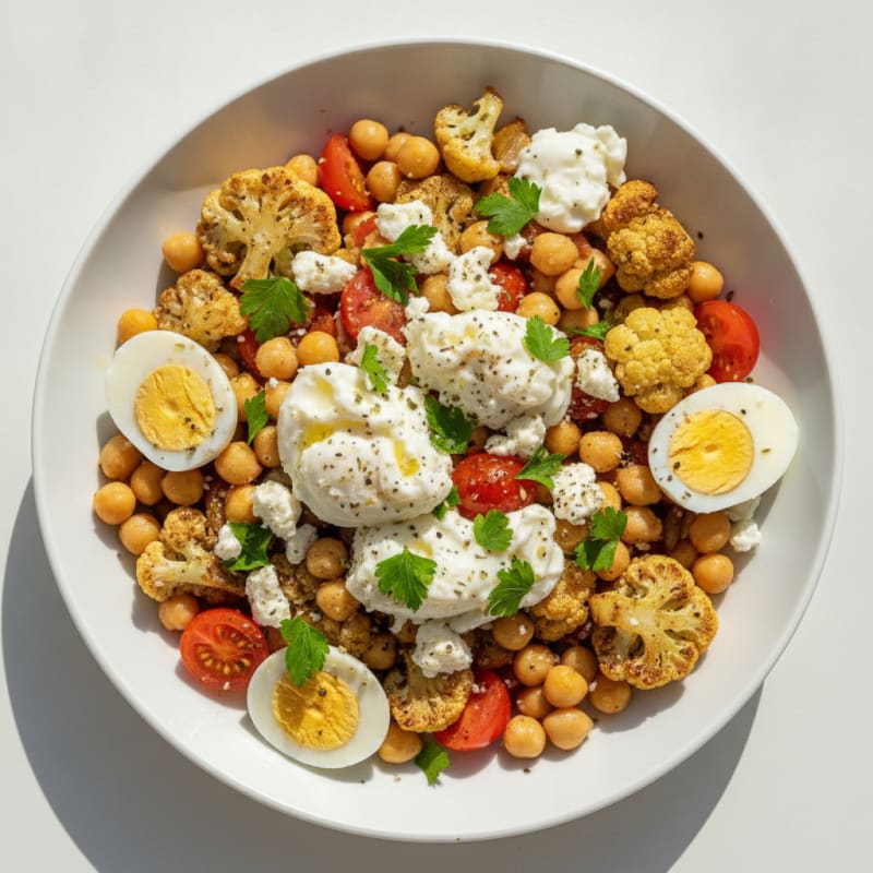 Mediterranean Cauliflower and Chickpea Bowl
