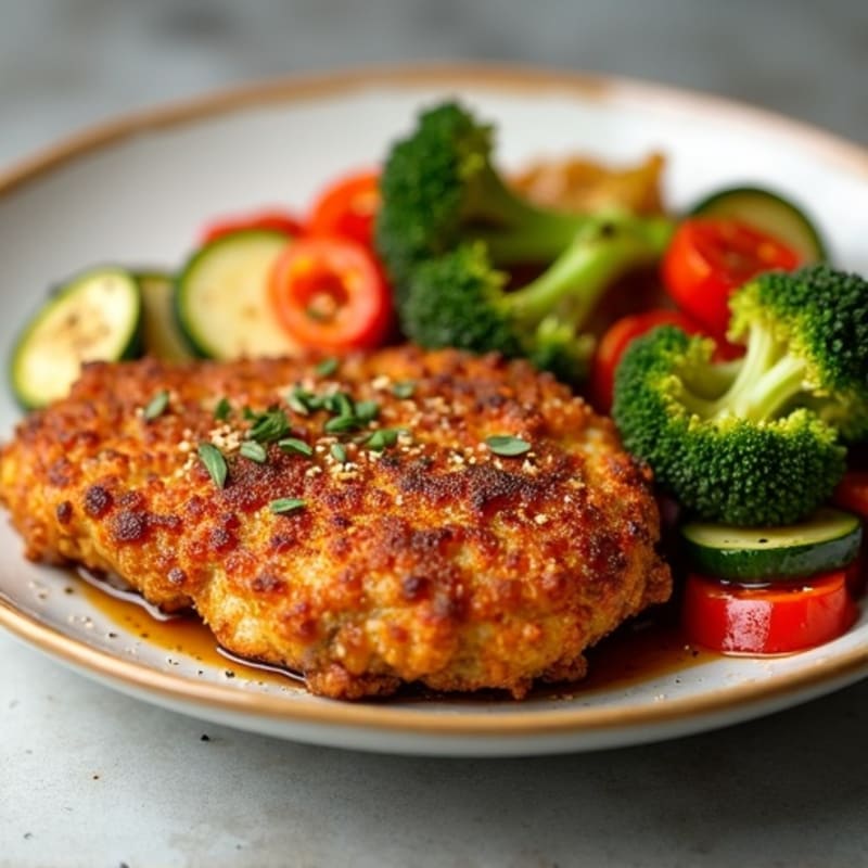 Crispy Ground Chicken with Roasted Vegetables