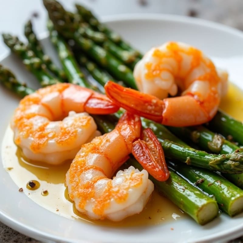 Lemon Garlic Pan-Seared Shrimp with Roasted Asparagus