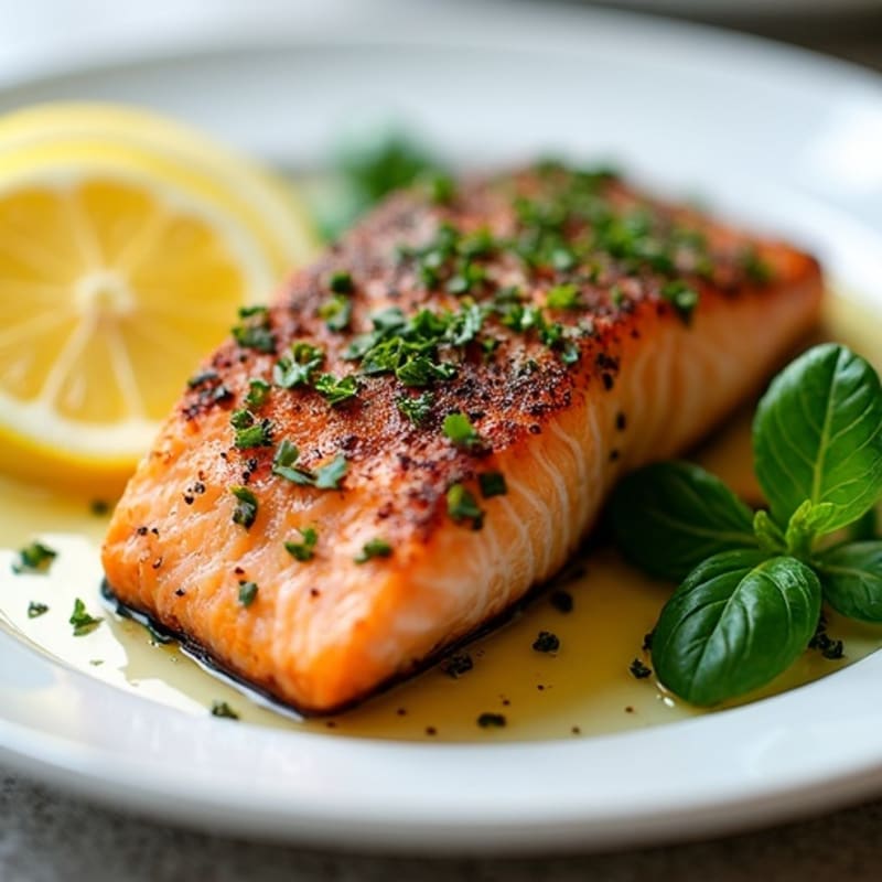 Herb-Crusted Pan Seared Salmon with Lemon