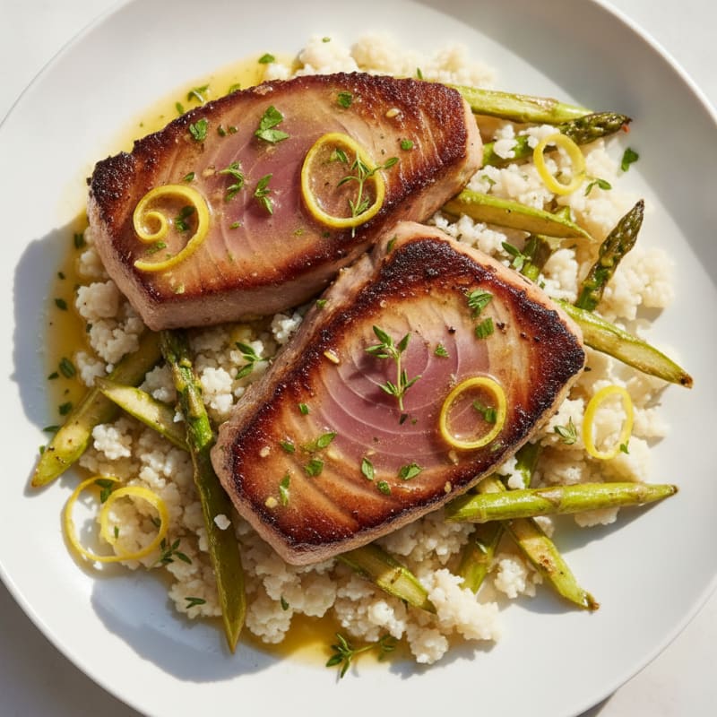 Pan-Seared Tuna with Lemon-Herb Sauce